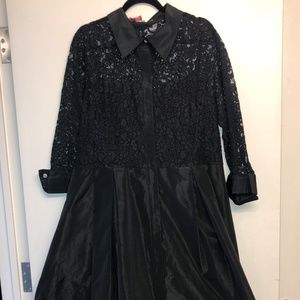 Teri Jon Black Lacy Shirtdress